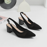 Slingback Salto Bloco Malha Tricô Confortável - Samara
