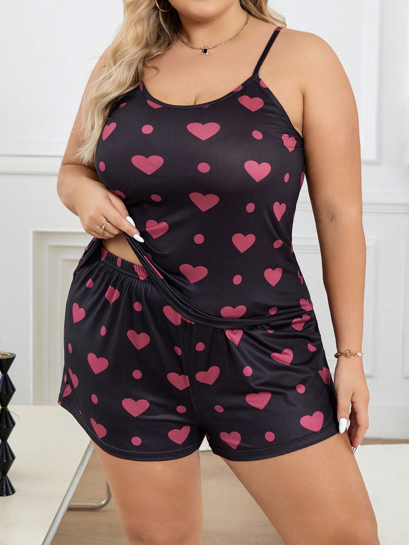 Pijama Plus Size Feminino Regatinha de Coração