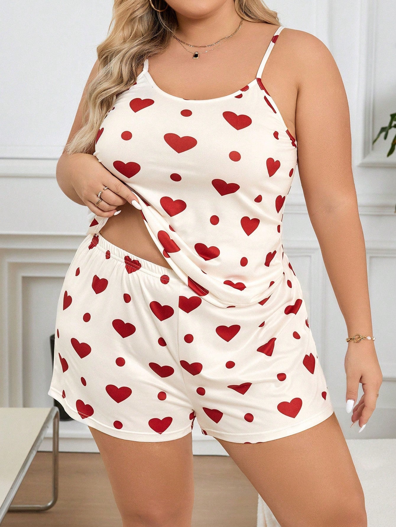 Pijama Plus Size Feminino Regatinha de Coração