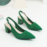Slingback Salto Bloco Malha Tricô Confortável - Samara