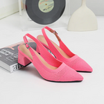 Slingback Salto Bloco Malha Tricô Confortável - Samara