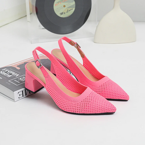 Slingback Salto Bloco Malha Tricô Confortável - Samara
