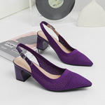 Slingback Salto Bloco Malha Tricô Confortável - Samara