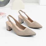 Slingback Salto Bloco Malha Tricô Confortável - Samara