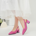 Slingback Salto Bloco Malha Tricô Confortável - Samara
