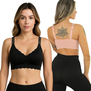 Kit 3 Sutiã Sem Costura Bordas De Ondas Alça Ajustável com Strass Brilhante Feminino