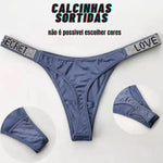 Kit 7 Calcinhas Love com strass calcinha sexy Roupa interior feminina