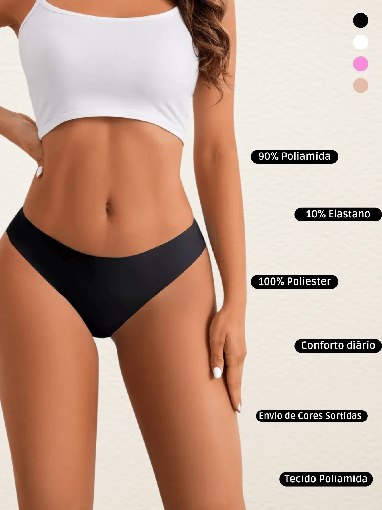 Kit 3 Calcinhas sem costura Feminina / Corte Laser