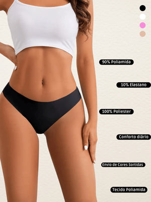 Kit 3 Calcinhas sem costura Feminina / Corte Laser