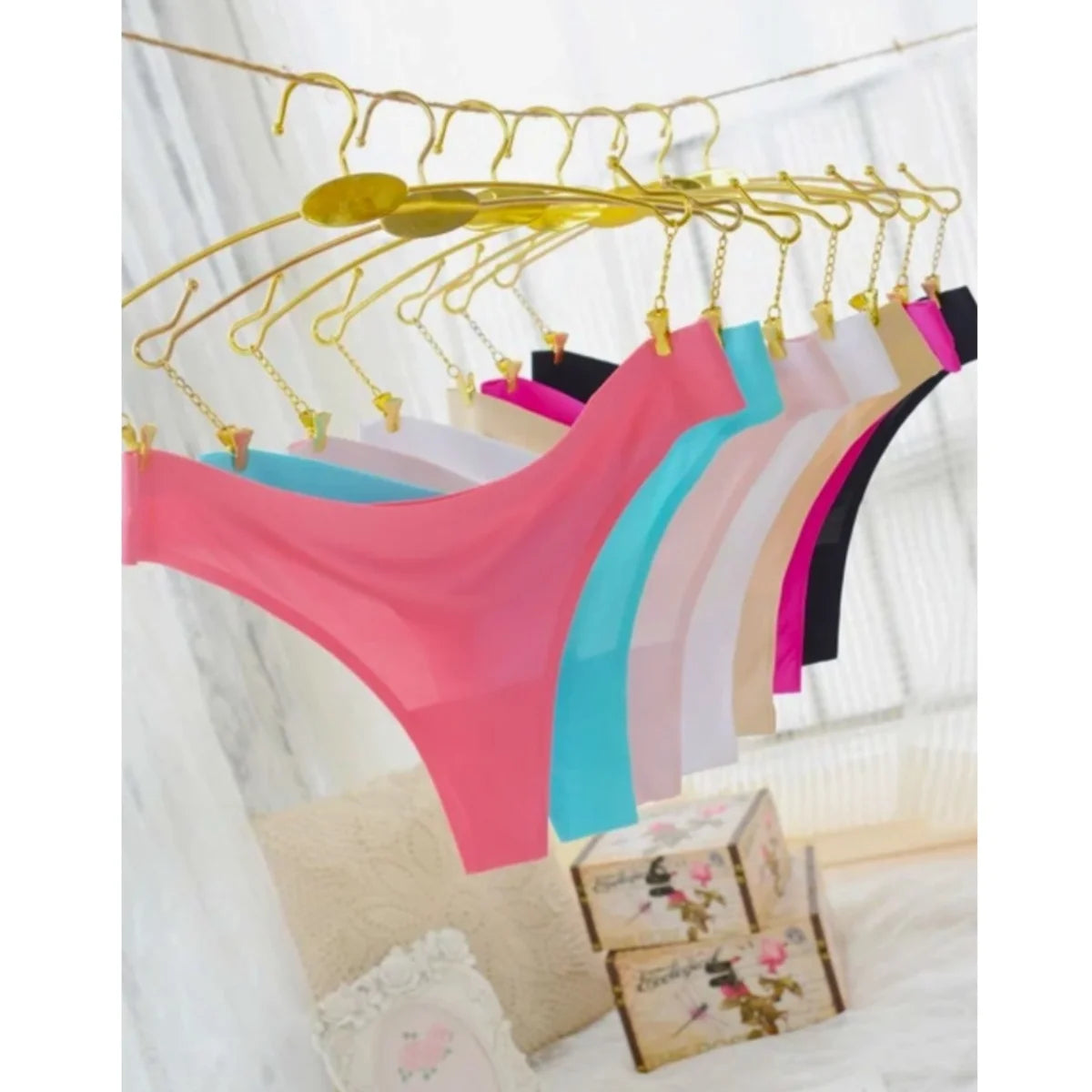 Kit 10 calcinhas lingerie sem costura, calcinha fio dental confortável, calcinha invisível tanga feminina