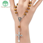 Cr005 Ronde Houten Kralen Katholieke Rozenkransstreng Armband Unisex Trouwen Centrum Paus Rozenkrans Gebed Armband Sieraden
