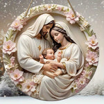 2D Flat Warm Winter Christmas Wooden Sign Christmas Wreath Sign for Front Door Wall Hanging Decor