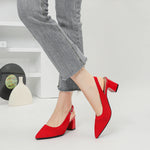 Slingback Salto Bloco Malha Tricô Confortável - Samara