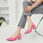 Slingback Salto Bloco Malha Tricô Confortável - Samara