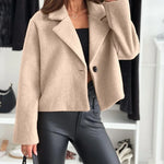 Casaco elegante feminino, cardigã monocromático, suéter de lã, negócios diários, leve casual, terno curto, outono