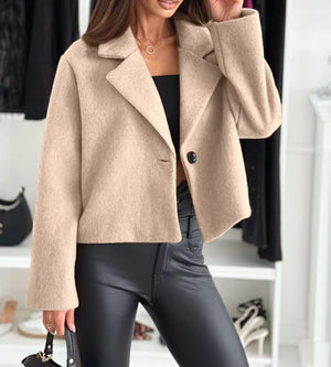 Casaco elegante feminino, cardigã monocromático, suéter de lã, negócios diários, leve casual, terno curto, outono