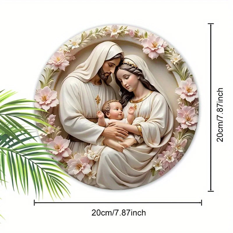 2D Flat Warm Winter Christmas Wooden Sign Christmas Wreath Sign for Front Door Wall Hanging Decor