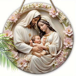 2D Flat Warm Winter Christmas Wooden Sign Christmas Wreath Sign for Front Door Wall Hanging Decor