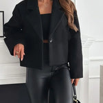 Casaco elegante feminino, cardigã monocromático, suéter de lã, negócios diários, leve casual, terno curto, outono