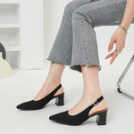 Slingback Salto Bloco Malha Tricô Confortável - Samara