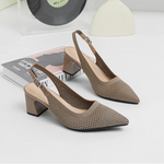 Slingback Salto Bloco Malha Tricô Confortável - Samara