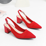 Slingback Salto Bloco Malha Tricô Confortável - Samara