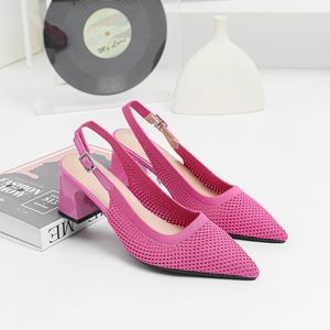 Slingback Salto Bloco Malha Tricô Confortável - Samara