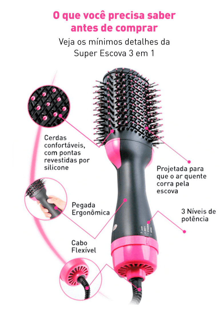 Escova Rotativa 3 em 1 Liss Pro