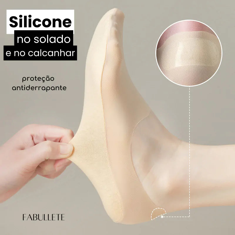 Meias Invisíveis com Silicone Fabullete – Kit 5 Pares