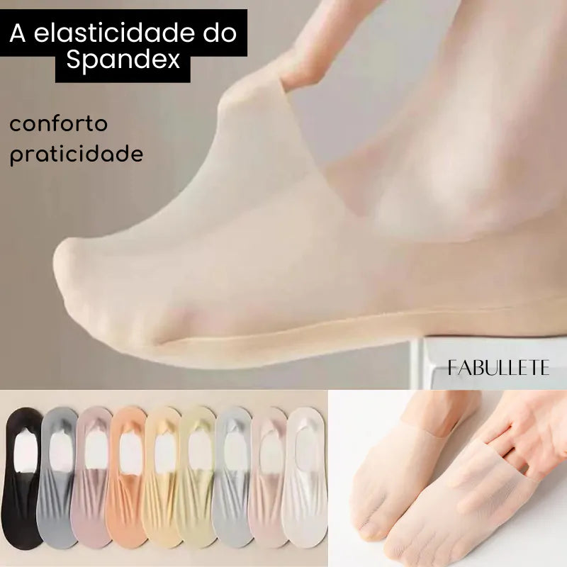 Meias Invisíveis com Silicone Fabullete – Kit 5 Pares