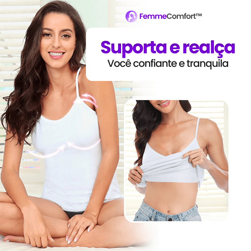Camiseta Comfort™ - Sutiã Embutido e Tecido Respirável PROMOÇÃO  - ( LEVE 5 e PAGUE 2 )