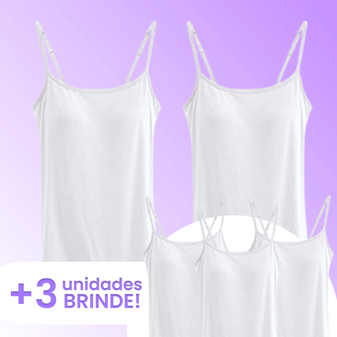 Camiseta Comfort™ - Sutiã Embutido e Tecido Respirável PROMOÇÃO  - ( LEVE 5 e PAGUE 2 )