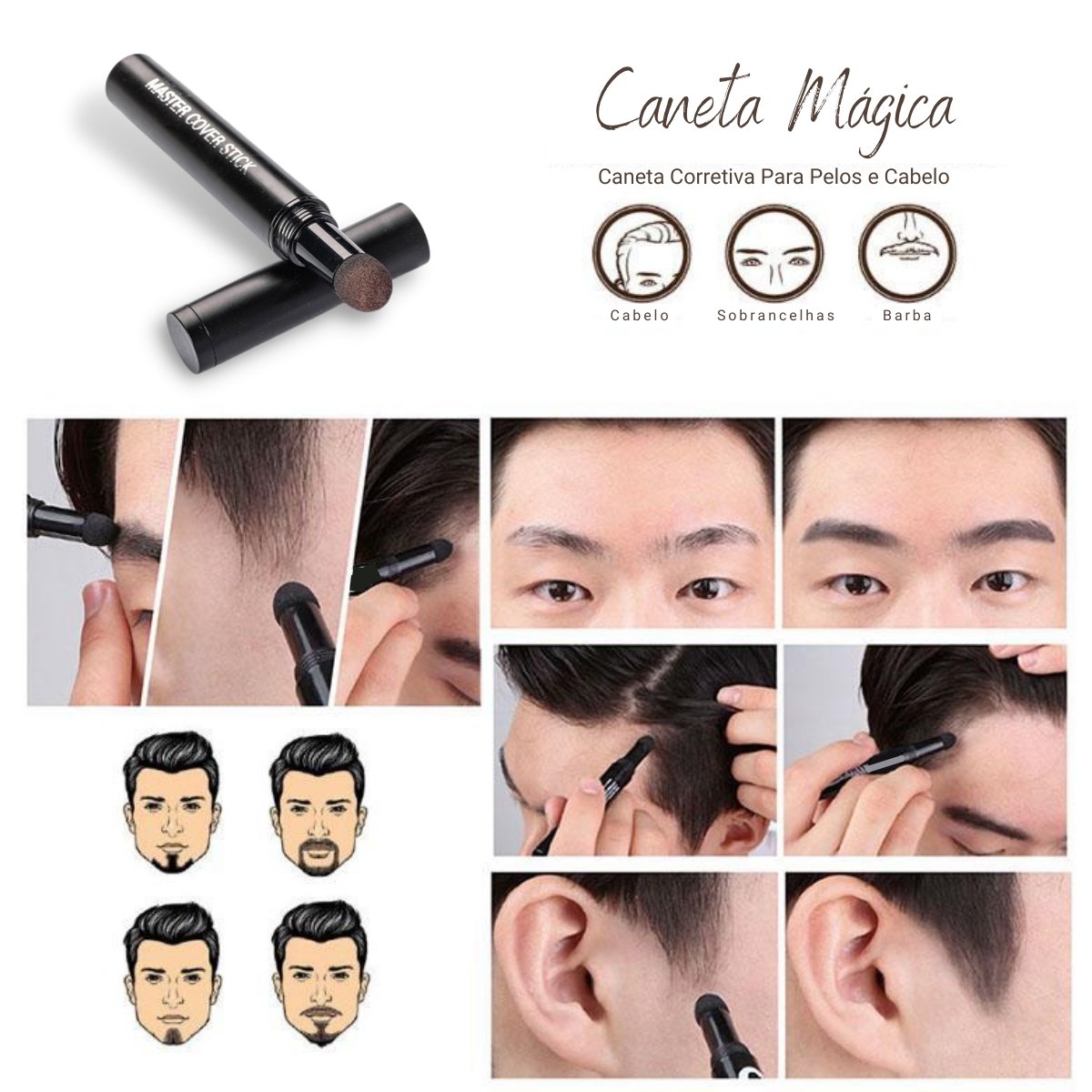 Caneta Corretiva Para Pelos e Cabelo - Caneta Mágica